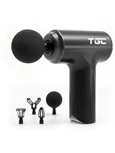 Massage Gun Deep Tissue Percussion Massager for Pain Relief, High Torque Motor, 6 Speed Levels, 4 Heads, Silent Cordless Muscle Massager for Gym & Home